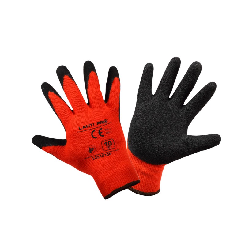 BÉLELT LATEX VÉDŐKESZTYŰ / PIROS - 10