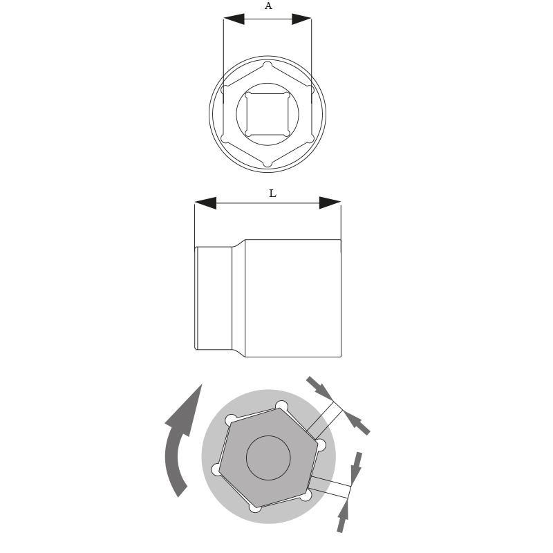 HATSZÖGŰ DUGÓKULCS - 3/8" 14MM - Image 2