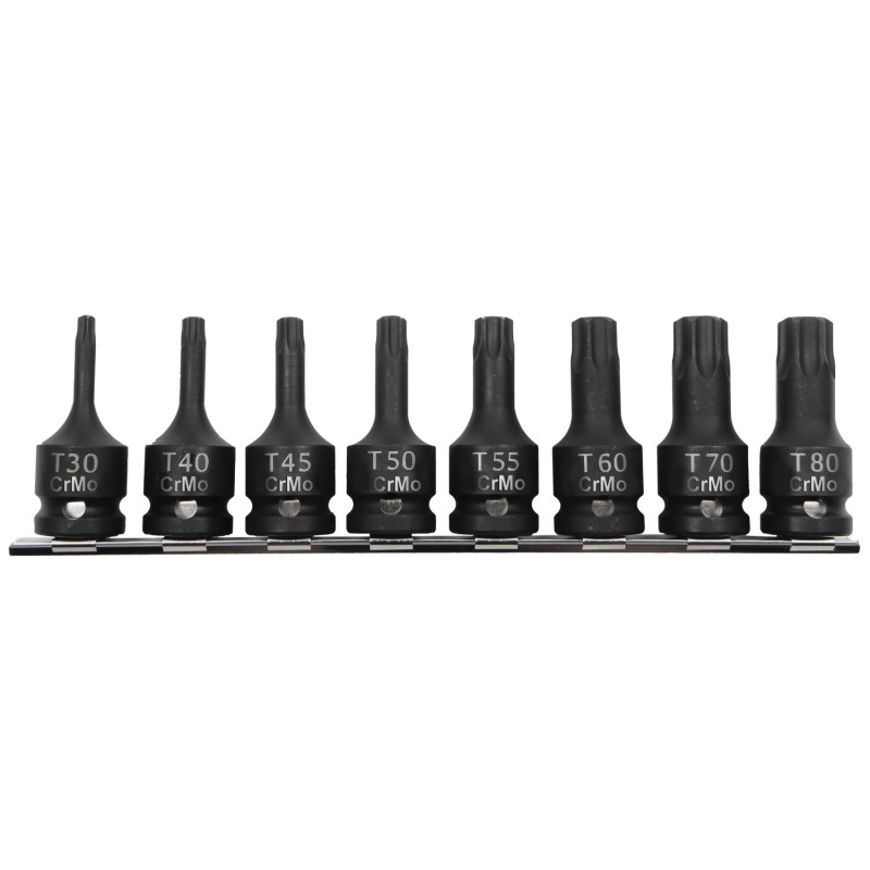 TORX BITFEJES ÜTVE-DUGÓKULCS SZETT T30-T80 - 8 DB