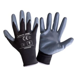 NITRIL VÉDŐKESZTYŰ POLIÉSZTERREL / SZÜRKE-FEKETE - 10