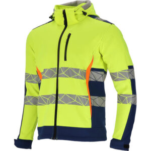 LÁTHATÓSÁGI SOFT-SHELL KABÁT, MINTÁS / ZÖLD - 2XL