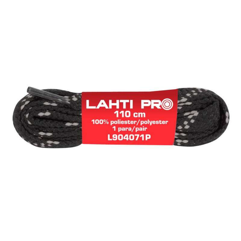 POLIÉSZTER FŰZŐ, LAPOS / FEKETE-PIROS - 110CM, 10DB/CS