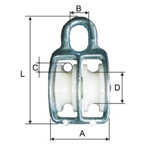 DUPLA KÖTÉLCSIGA - 5X15MM/36MM / 12MM / 70MM